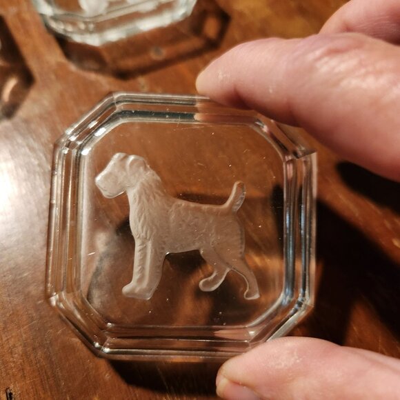 Vintage Crystal Clear Glass Salt Dish With Etched Scottie Dog Design Terrier - Picture 4 of 7